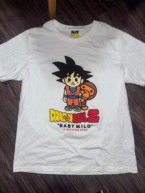 A Bathing Ape Baby Milo x Dragon Ball Z White Graphic T‑Shirt